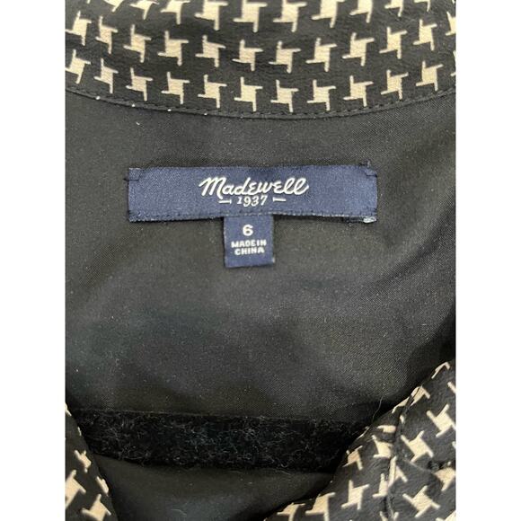 Madewell | Silk Cinema Dress Mini-Houndstooth Size 6 - Picture 3 of 6